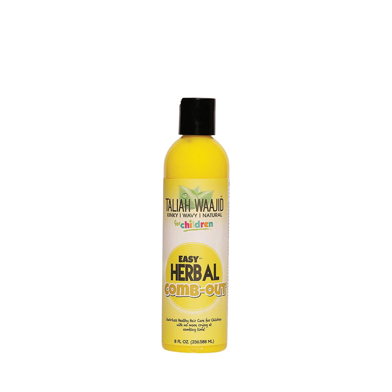 Taliah Waajid Kids Easy Herbal Comb-Out. Yellow 8 oz detangling hair care bottle for children with herbal formula
