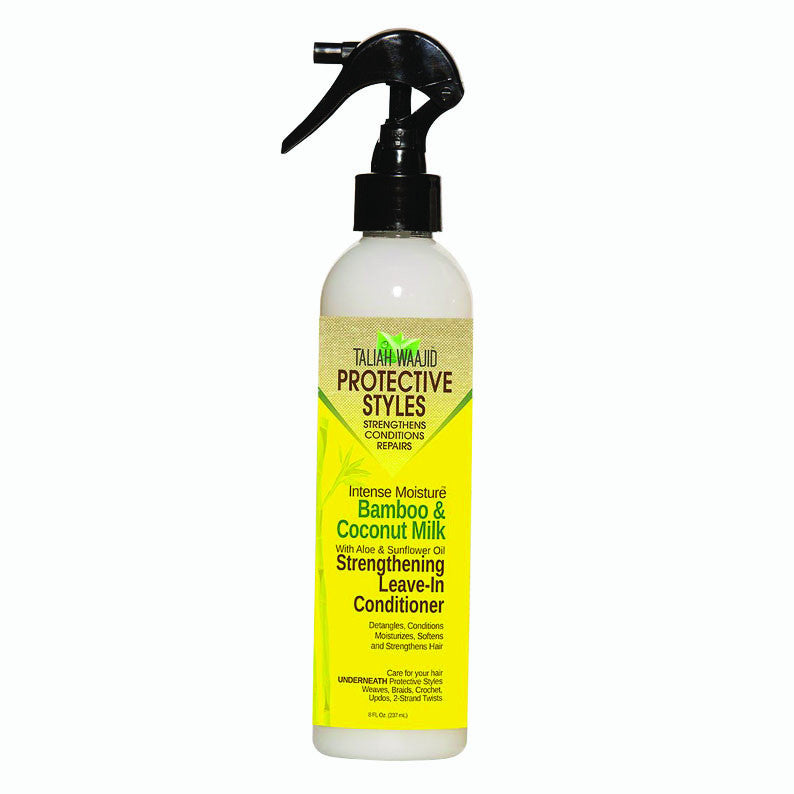 Taliah Waajid strengthening leave-in conditioner spray bottle with bamboo and coconut milk for protective styles