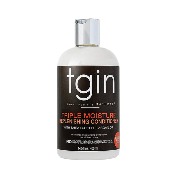 Tgin Triple Moisture Conditioner bottle with shea butter and argan oil for dry or damaged hair