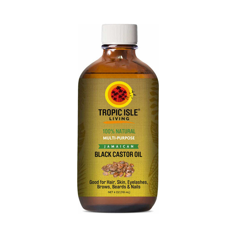 Tropic Isle Living Jamaican Black Castor Oil 4 oz amber bottle hair care for hair lashes brows and skin