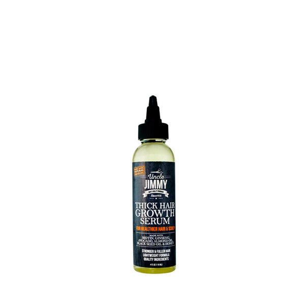 UNCLE JIMMY thick hair growth serum in clear applicator bottle with precision tip for scalp treatment
