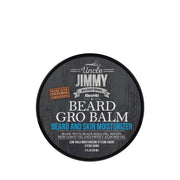 Uncle Jimmy Beard Gro Balm tin with black woodgrain label beard and skin moisturizer for grooming