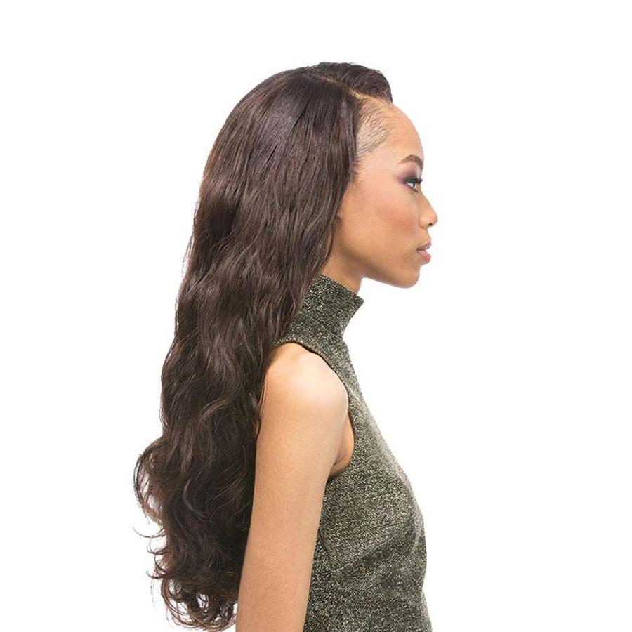 OUTRE Brazilian body wave human hair long brunette lace front wig with soft natural waves side part