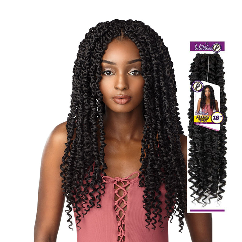 Sensationnel 18 inch Passion Twist braid hairstyle with long curly black braids on woman