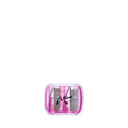 NICKA K pink dual blade makeup pencil sharpener with transparent case for precise sharpening